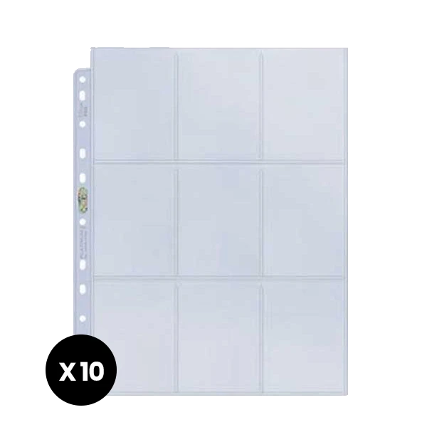 10 Hojas platinium 9 bolsillos Ultra Pro
